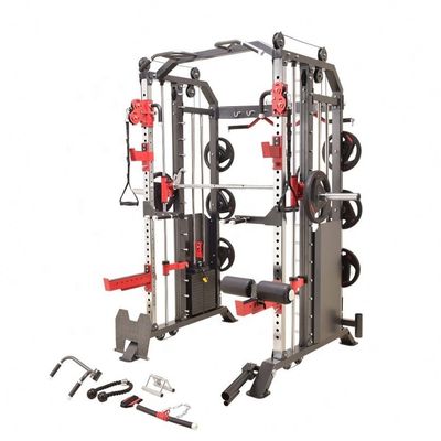 Todo en un gimnasio Equipo multifuncional de gimnasio Power Rack Máquina Smith con pila de peso