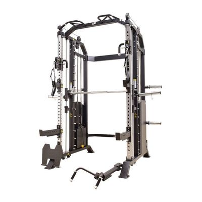Entrenador de gimnasia integrado Power Rack Fitness Rack en gris plateado para entrenamiento todo en uno