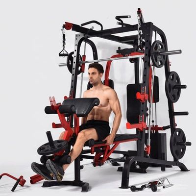 Unisex entrenamiento gimnasio squat rack con barra paralela en negro y rojo