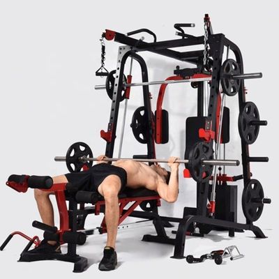 Unisex entrenamiento gimnasio squat rack con barra paralela en negro y rojo