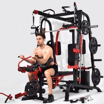 Unisex entrenamiento gimnasio squat rack con barra paralela en negro y rojo