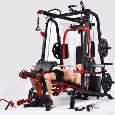 Unisex entrenamiento gimnasio squat rack con barra paralela en negro y rojo