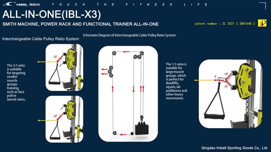 Máquina Smith de función múltiple de color gris claro para gimnasio en el hogar Power Cage Trainer Squat Rack