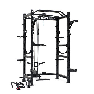 Barbell plegable cuclillas Power Rack Cage con Lat Pull Down y 360 Landmine para el gimnasio en casa